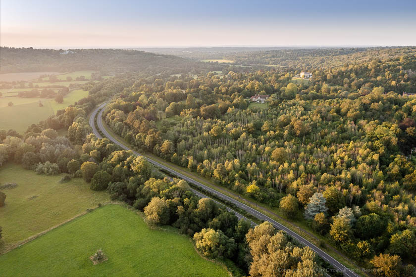 Drone Dorking A24 London Road from Westhumble