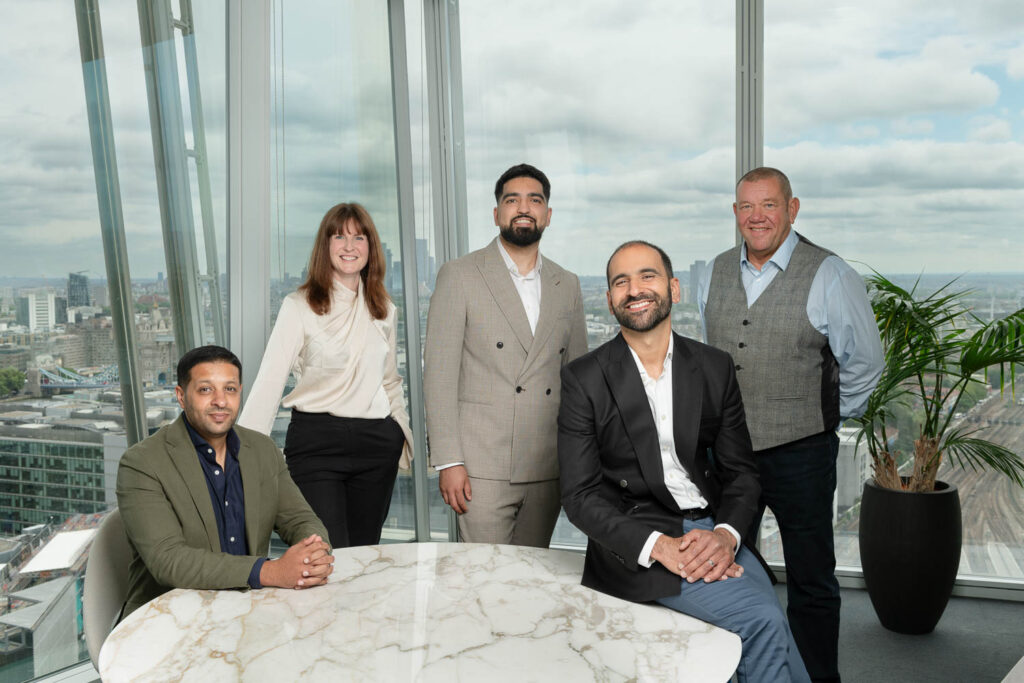 London Corporate team portrait taken at Shard building with London skyline